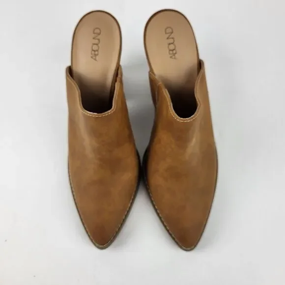 ABOUND Maya Block Heel Mules Shoes Womens Pointed Tan FAUX-LEATHER Size 9.5 M - Picture 8 of 11
